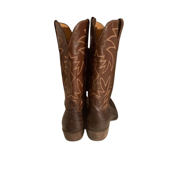 Mens Brown Leather Western Cowboy Boots - Picture 8 of 12